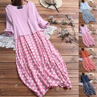 Wholesale Oversize Long Sleeve Polka Dot Two Piece Midi Dress Loose Casual Elegant Ladies Dress Black White Pink Summer Korean