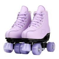 Wholesale Women Girls Roller Skates Purple Double Row Wheels Skating Shoes PU Flash Sliding Quad Sneakers Training Inline