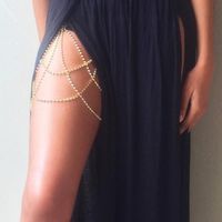 Wholesale Belts Women Sexy Rhinestone Multi Layers Leg Chain Metal Elastic Thigh Belt Garter Body Jewelry For Club Party Beach Accessory