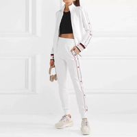 Wholesale 20ss top designers Women s Tracksuits Sports suit womens milan runway baseball sweatsuits Round neck letter luxury Long Sleeve cotton High quality sportswear set