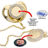 Wholesale Customize Sublimation Bling Pacifier with Clip Necklace Crystals Party Favor For Baby Keepsake Brithday Gift