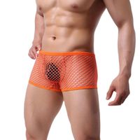 Wholesale Underpants Boxer Men Mesh Hole Sheer Lingerie Sissy Panties Breathable See Through Underwear Night Club Erotic Gay Underware Sexy