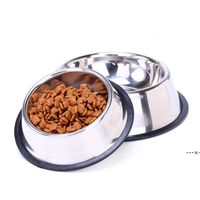 Wholesale Stainless Steel Dog Cat Bowls Splash proof Pet Food Water Feeder For Dog Puppy Cats Pets Supplies Feeding DishesNHE11928