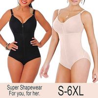 Wholesale Womens Plus Size Bodysuit Shapewear Slimming Tummy Control Full Body Shaper Panty Clip Zip with Bra Fajas Colombianas Overbust H1018