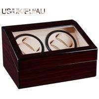 Wholesale Watch Boxes Cases US EU UK AU Winder Box Wooden Watches Winding Storage Collection Holder Display Double Head Silent Motor Shake