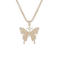Wholesale 51387 Bijoux Crystal Butterfly Necklace Dangle Earrings For Women Gift Elegant Fashion Jewelry Set Gifts