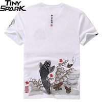 Wholesale Japanese Streetwear T Shirt Embroidery Fish Mens Harajuku T Shirt Money Print Tshirt Hip Hop Tops Tees Cotton Short Sleeve