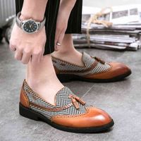 Wholesale Men s lace less leather shoes fashion dress shoes luxury brands tassels weddings and parties large
