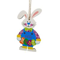 Wholesale party decoration Easter Wooden Hanging Ornaments Bunny Rabbit Themed Tags for Home Wall Tree Hanging Decor RRA10928