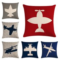 Wholesale Cartoon plane linen cotton throw pillow covers couch cushion cover home decorative pillows