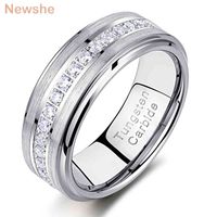 Wholesale Newshe Mens Promise Wedding Band Heavyweight Carbide Rings For Men Charm Ring mm Measure Aaa White Circle