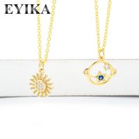 Wholesale Bohemian Planet Moon Star Pendant Necklace Turkish Blue Evil Eye Choker Zircon Jewelry For Women Trendy Accessories Gift Necklaces