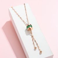 Wholesale Pendant Necklaces Light Luxury High Fashion Green Crystal Tassel Women Titanium Steel Clavicle Chain Wedding Jewelry