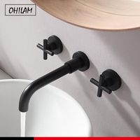 Wholesale Modern Brushed Gold Brass Double Cross Handle Bath Wall Mounted Hole Water Bathroom Home Sink Faucet Tub Hot Cold Tap In Wall