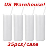 Wholesale Local warehouse Sublimation Tumbler Straight oz with rubber bottom stainless steel straws water bottles double insulated cup vacuum beverage cups fast ship A13