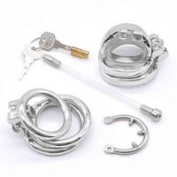 Wholesale NXY Chastity Device Silicone Urethral Tube Steel Circular Curve Cock Penis Rings for Male Cage Retaining u Ring Brass Padlock Keys