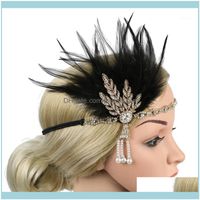 Wholesale Aessories Tools Products1920S Flapper Headband Feather Headpiece Roaring S Great Gatsby Inspired Leaf Medallion Pearl Women Hair Aessori
