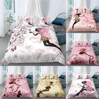 Wholesale Pink Fairy Bedding Sets D Colorful Flower Printing Duvet Cover For Girl Comforter Covers King Queen Size Bedclothes Pillowcases