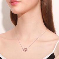Wholesale Pendant Necklaces Necklace Stylish Dual Rings Choker Chain Jewellery Gift Rose Gold Red Rhinestones