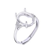 Wholesale Semi Mount Ring Settings For Big Oval Stone With Side CZ x8mm x14mm Solid Sterling Silver Women Jewelry Bride Wedding Gifts
