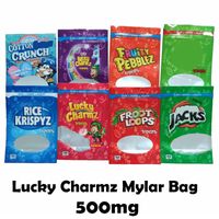 Wholesale 2021 empty edibles mylar packaging bag cereal pouch stand up zipper sealable smell proof mm fruity pebblez lucky charmz froot loops