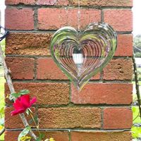 Wholesale 3D Stereo Rotary Beating Heart Sun Catcher Stainless Steel Hearts Wind Chime Window Hanging Flowing Light Effect Decoration Garden Porch Balcony Pendants G77MFZ0