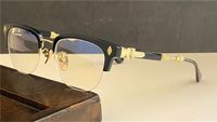 Wholesale pop retro men optical glasses EVA punk style design square half frame with leather box HD clear lens top quality