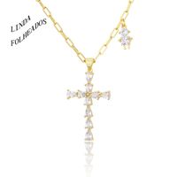 Wholesale Pendant Necklaces Design Fashion Trend Diamond Cross Necklace For Women Kids Combination Jewelry Party Gift
