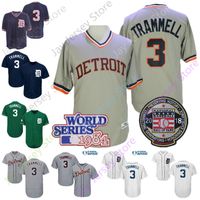Wholesale Alan Trammell Jersey Vintage WS Patch Grey Green White Player Fans Navy Mesh BP Hall Of Fame Patch Size S XL