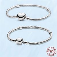 Wholesale Hot Sterling Silver Bracelets For Women Fit Pandora Charms Beads Classic Basic Snake Chain Bracelet Heart Style Lady Gift With Original Box
