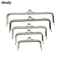 Wholesale 20 Sizes Square Glossy Silver Basic Metal Purse Frame Kiss Clasp Lock DIY Bag Accessories CM