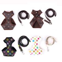 Wholesale 4color Dog Collars Classic Presbyopia Designer Letters Pattern Print Leashes PU Leather Fashion Casual Adjustable Dogs Cats Neck Strap Cute Pet Harnesses Set