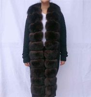 Wholesale 20 female autumn collar real jacket vest natural knitted fox Knitted fur needlework coat