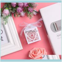 Wholesale Gift Event Festive Party Supplies Home Gardengift Wrap Hollow Out Love Heart Laser Cut Paper Candy Boxes Purple Beige White Bag