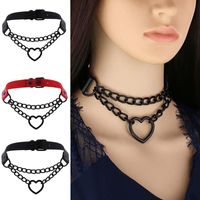 Wholesale Chokers Women Gothic Choker Black Red Necklace Boutique PU Leather Collar Chains Maid Punk Cosplay Access Sex Toys
