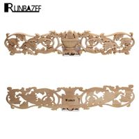 Wholesale Decorative Objects Figurines RUNBAZEF Solid Wood Applique Furniture Cabinet Head Style Flower Piece Background Wall Home Decor Garden Deco