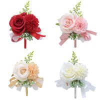 Wholesale Bridesmaid Flowers Corsage Peony Rose Men Boutonniere for Wedding Flower Accessories Prom Suit Decorations White Champagne