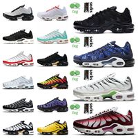 Wholesale Hot Selling Tn Plus SE Tuned Running Shoes For Mens Women Triple Black Red Wine Neon Green Midnight Navy White Metallic Teal Twist Outdoor Sports Cushion Sneakers