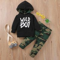 Wholesale Clothing Sets Emmababy Born Baby Boy Clothes Unique Letter Print Hooded Long Sleeve Tops Camouflage Pants Outfits Tracksuit