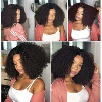 Wholesale Lace Wigs Afro Kinky Curly Front Human Hair For Women Short x4 Closure Wig Left Part U