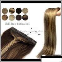Wholesale Products Wefts Straight Fish Line Halo Invisible Remy Human Hair Extensions Blonde Golden Color Pppqa Pmcz4 Drop Delivery Aregs