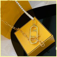 Wholesale Womens Designer Necklace Sweater Chain Belt Waist Chain Fashion Pearl Necklaces Letter Pendant F Neckwear For Women Luxury Jewelry Box