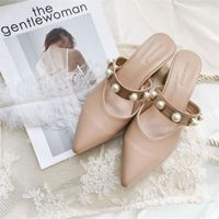 Wholesale Women summer fashion sandals Han Faner high heeled outer wear trendy and thin Baotou thick heeled wild pointed slipper