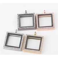 Wholesale New Arrival mm Square Photo Frame Magnetic Glass Memory Floating Charms Living Locket Fine Stainless Steel Jewelry Different Colors