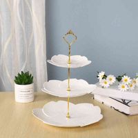 Wholesale 3 Tier Plastic Cake Fruit Plate Wedding Cake Plates Cupcake Stand Afternoon Tea Cakes Party Tableware Dessert Three Layer Desserts Rack wzg EB1298