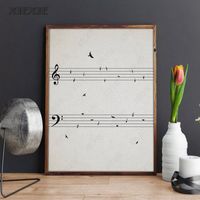 Wholesale Paintings Sheet Music With Birds Vintage Wall Art Canvas Painting Poster Prints Picture Musical Notes Room Decor Teacher Gift