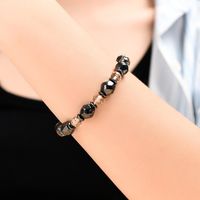 Wholesale Fashion Style Magnet Bracelet Black Gallstone And Glass Crystal Hand Woven Bangle