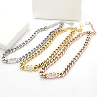 Wholesale new luxury designer jewelry women necklaces Thick Gold Chain chokers with letter pendan stainless steel bracelet necklace set fashion chain