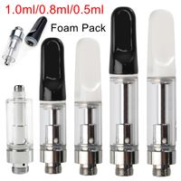 Wholesale TH205 Atomizers Carts Empty Vape Pen Cartridges ml ml Ceramic Thread Glass Thick Oil Wax Vaporizer E Cigarettes With Silicone Caps
