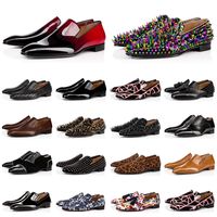 Wholesale Red Bottoms Mens Dress Shoes New Arrival loafers Spikes Leather Slip On Wedding flats Luxurys Designers Men sneakers